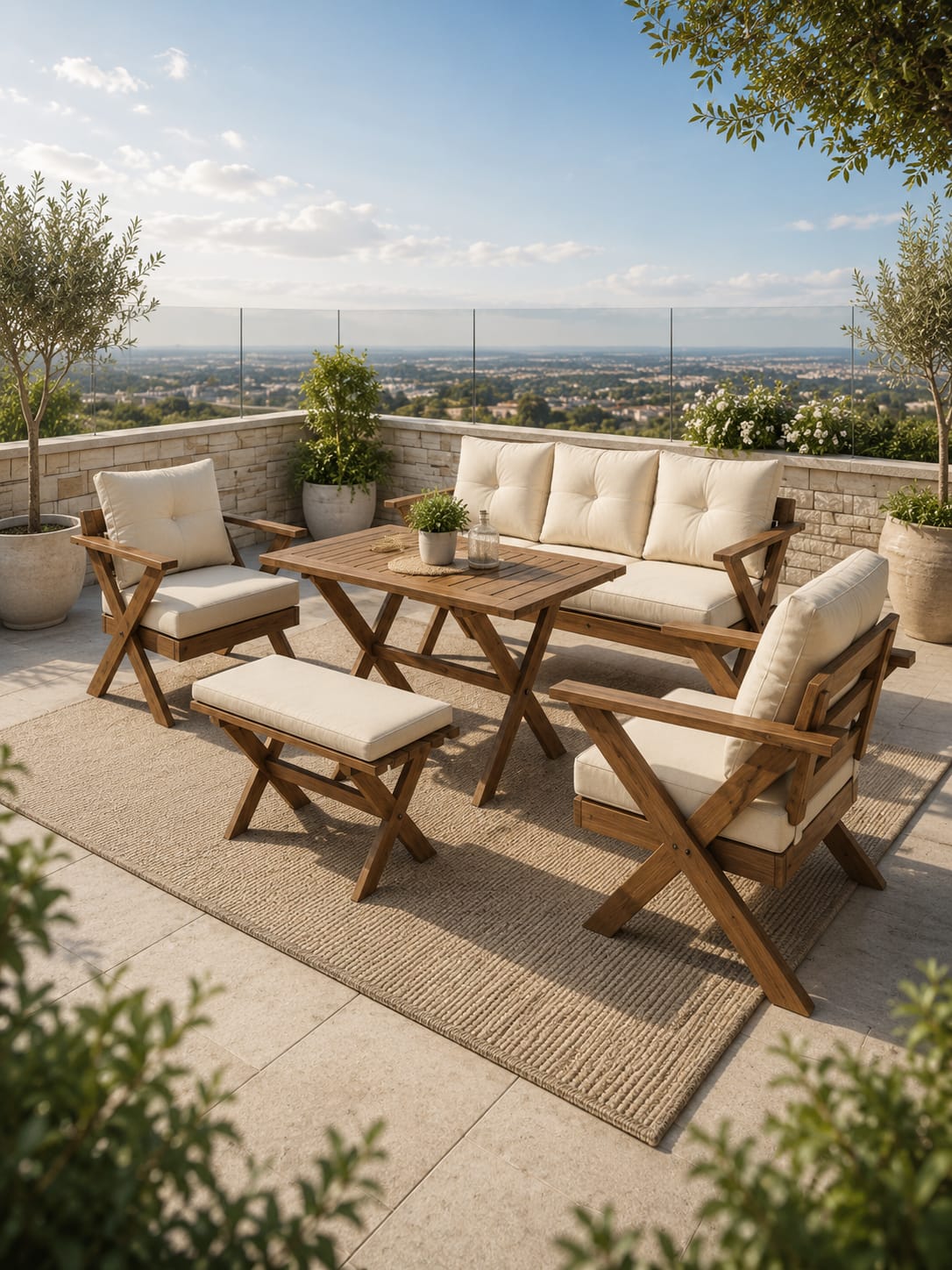 COMO X 3-Seater Wooden Lounge Set