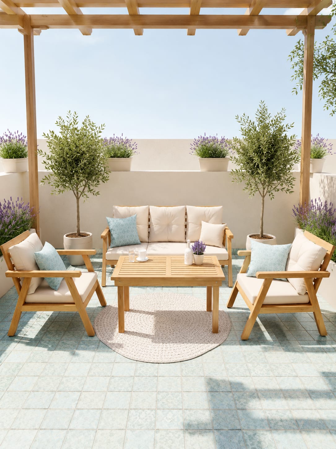 ROMA 3-Seater Wooden Lounge Set