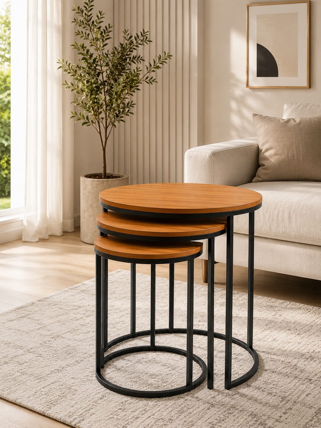 TİMUR – Membrane MDF Square Nesting Tables 