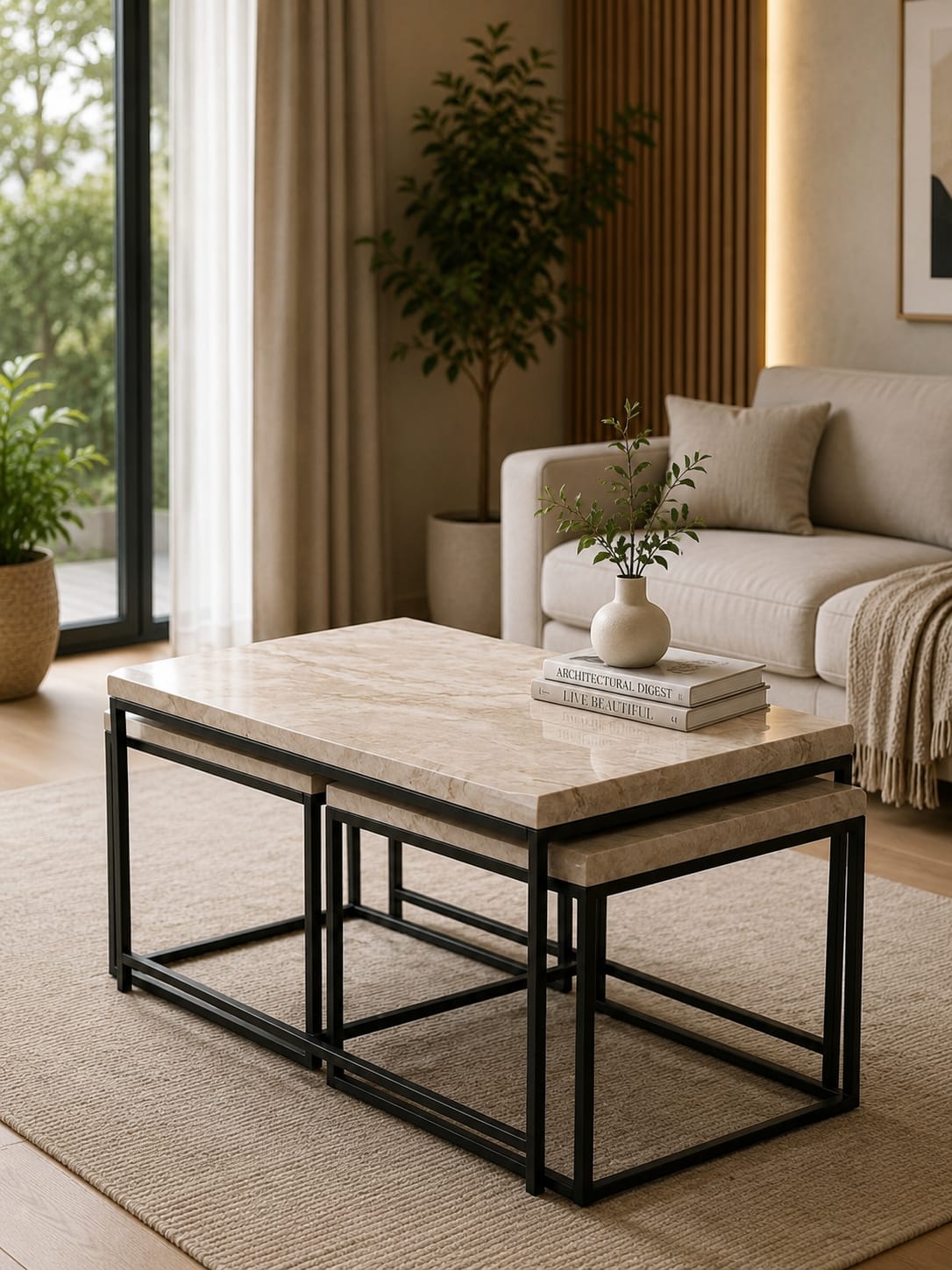 TİMUR – Membrane MDF Rectangular Nesting Tables (Set of 3)